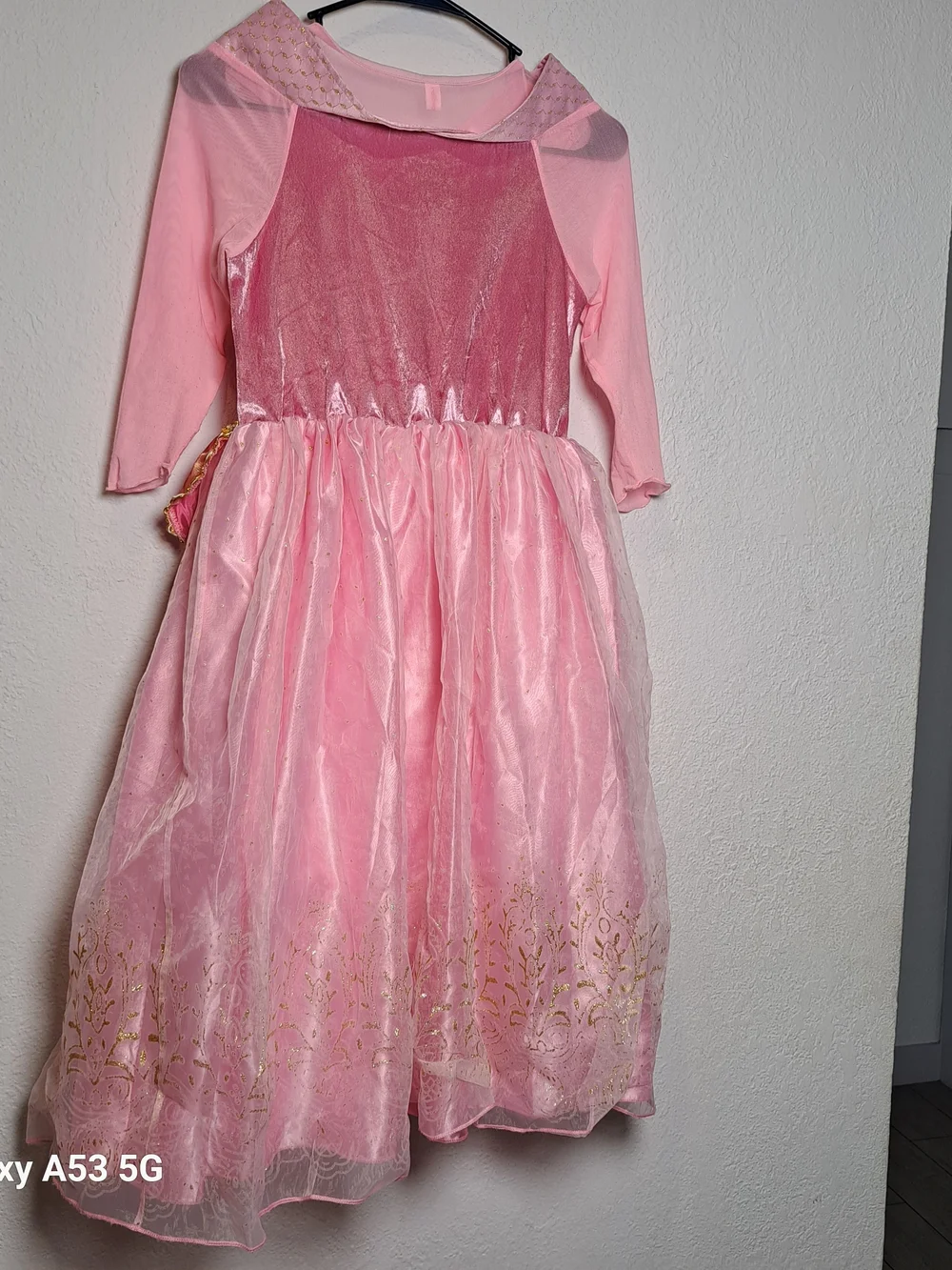 Pink Princess Girls' Costume Dress with Gold Trim